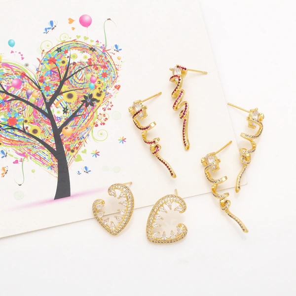 Clearance European and American simple earrings high-end sense i metal 18k gold temperament versatile earrings diamond earrings eru23