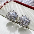 Sweet and cool style flower women's earrings exquisite full diamond zircon flower earrings European and American earrings
