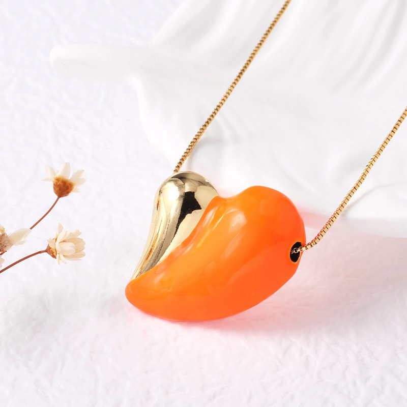 AS jewelry new European and American two-color oil drop love heart necklace clavicle chain nks39 necklace