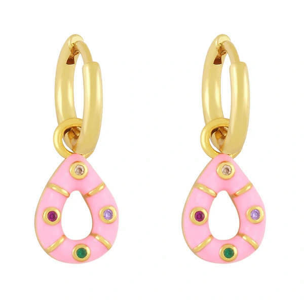 Clearance teardrop-shaped oil-drop zircon earrings simple and versatile candy-colored earrings sweet earrings for women erx98