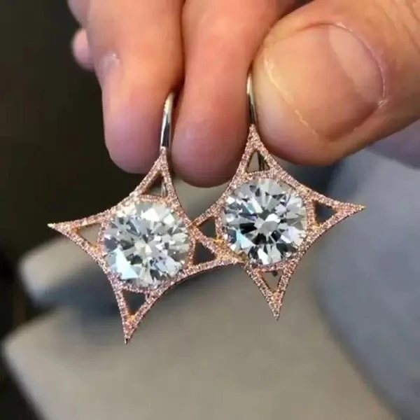  Korean style new high-end geometric diamond zircon earrings 2021 temperament internet celebrity earrings