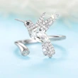  Fashionable niche design colorful ring female hummingbird open adjustable ring popular style
