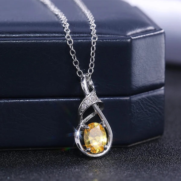 Hot selling new geometric claw-set zirconium diamond gemstone necklace for women personalized couple pendant jewelry