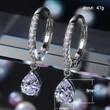 Exclusively supply Korean version of water drop pear-shaped zircon earrings for women copper plated white gold short elegant earrings