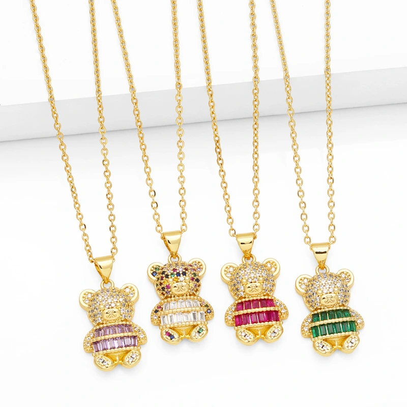 Hot selling cute bear necklace European and American new fashion sweet cute bear pendant clavicle chain nkp51