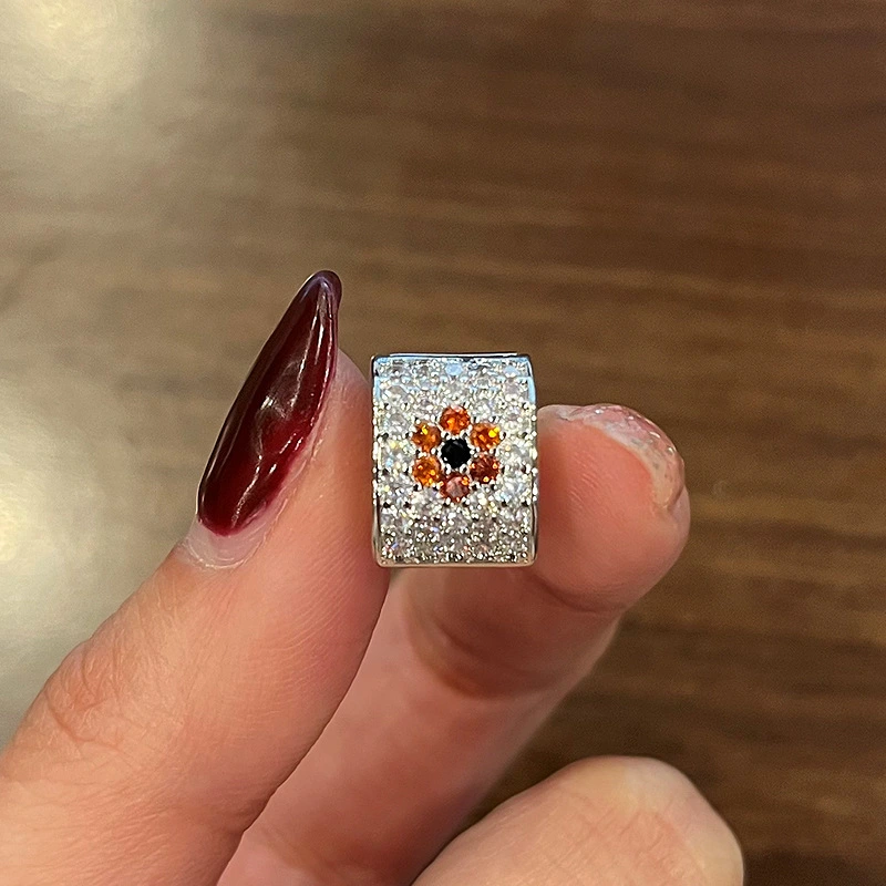 Korean style new flower earrings zircon earrings women's full diamond flower earrings popular jewelry