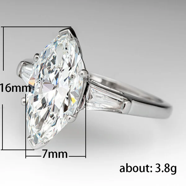 New women's banquet inlaid horse eye zircon ring European and American creative simulation diamond ring engagement ring