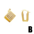 Clearance European and American full brick C-shaped earrings female niche design gold-plated high-end quadrilateral earrings erw35
