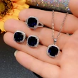 European and American style jewelry set fashionable square royal blue glass series accessories luxurious and elegant jewelry