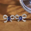 Lady lady exquisite bow earrings micro-inlaid zircon sparkling jewelry sweet temperament matching style