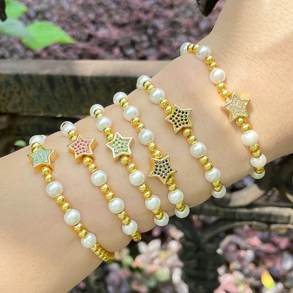 Clearance beaded star five-pointed star pearl bracelet European and American personality handmade hand jewelry bracelet female brh44