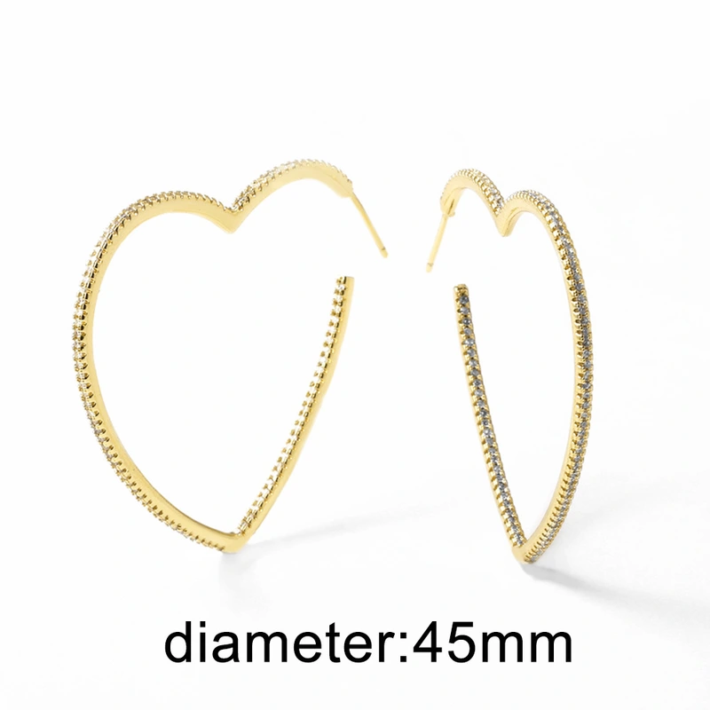 AS jewelry European and American new copper plated 18k gold love heart-shaped hollow zircon earrings earrings erz90
