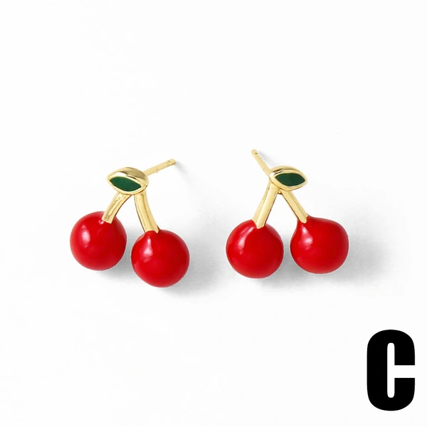 AS jewelry hot selling cherry fruit pendant earrings copper plated real gold earrings female ers56 ring