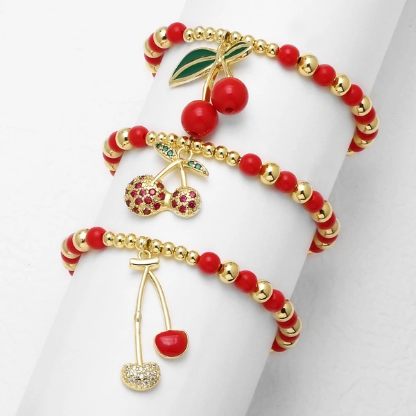 AS jewelry fruit cherry pendant red beaded bracelet hand jewelry brb81 bracelet