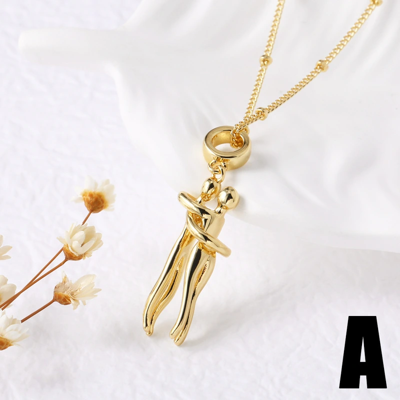 Jewelry European and American two-color couple dance pendant necklace glossy gold-plated clavicle chain nkz67 necklace