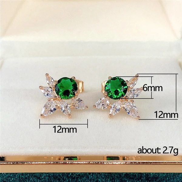 Spring new style small fresh floral earrings copper gold-plated zircon earrings hot selling earrings
