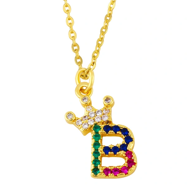 AS jewelry European and American new products diamond necklace 26 English letters crown surname couple pendant nkt03