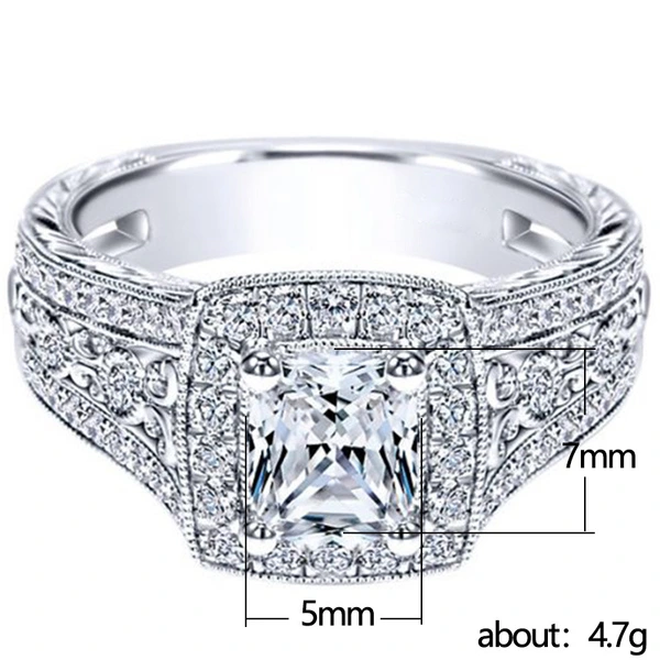 Hand jewelry hollow relief pattern zircon ring fashionable business event matching ring