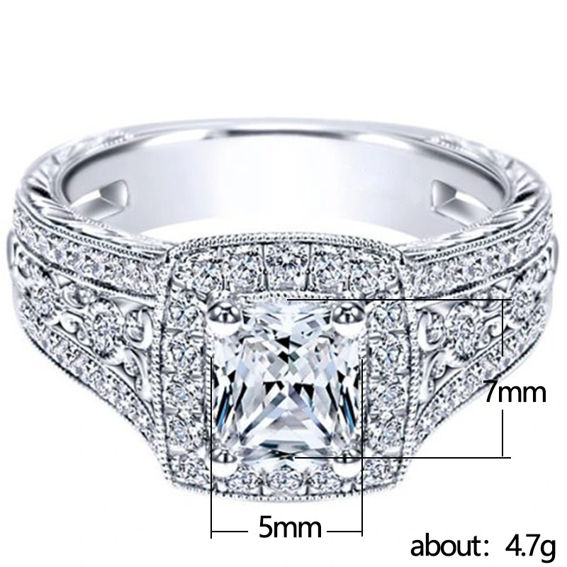 Hand jewelry hollow relief pattern zircon ring fashionable business event matching ring