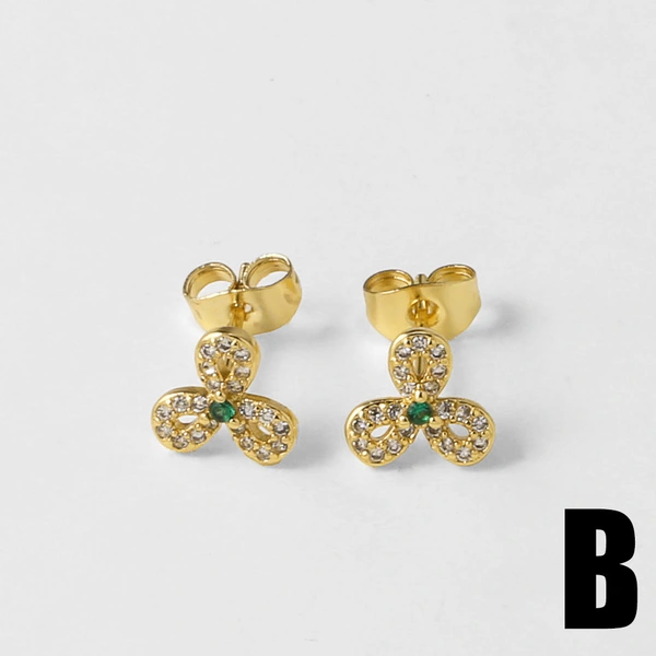 AS jewelry European and American micro-inlaid zircon C-shaped love pendant earrings copper plated 18k gold earrings earrings ert73