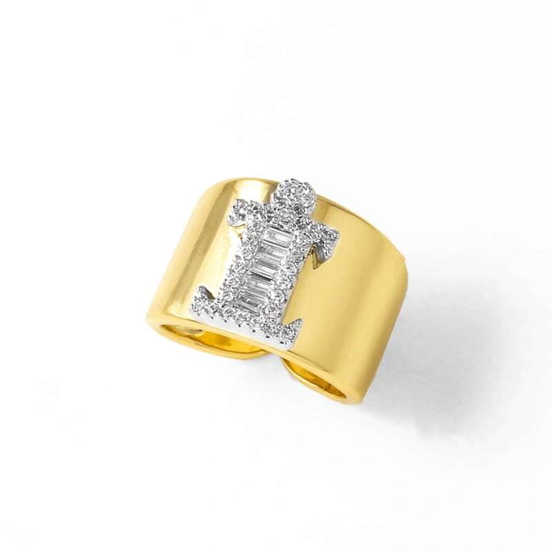 AS jewelry European and American hot-selling gold-plated glossy white K26 English letter ring ring rir75 ring