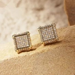 European and American popular square hip-hop earrings full of zircon micro-inlaid earrings men's trendy hiphop earrings