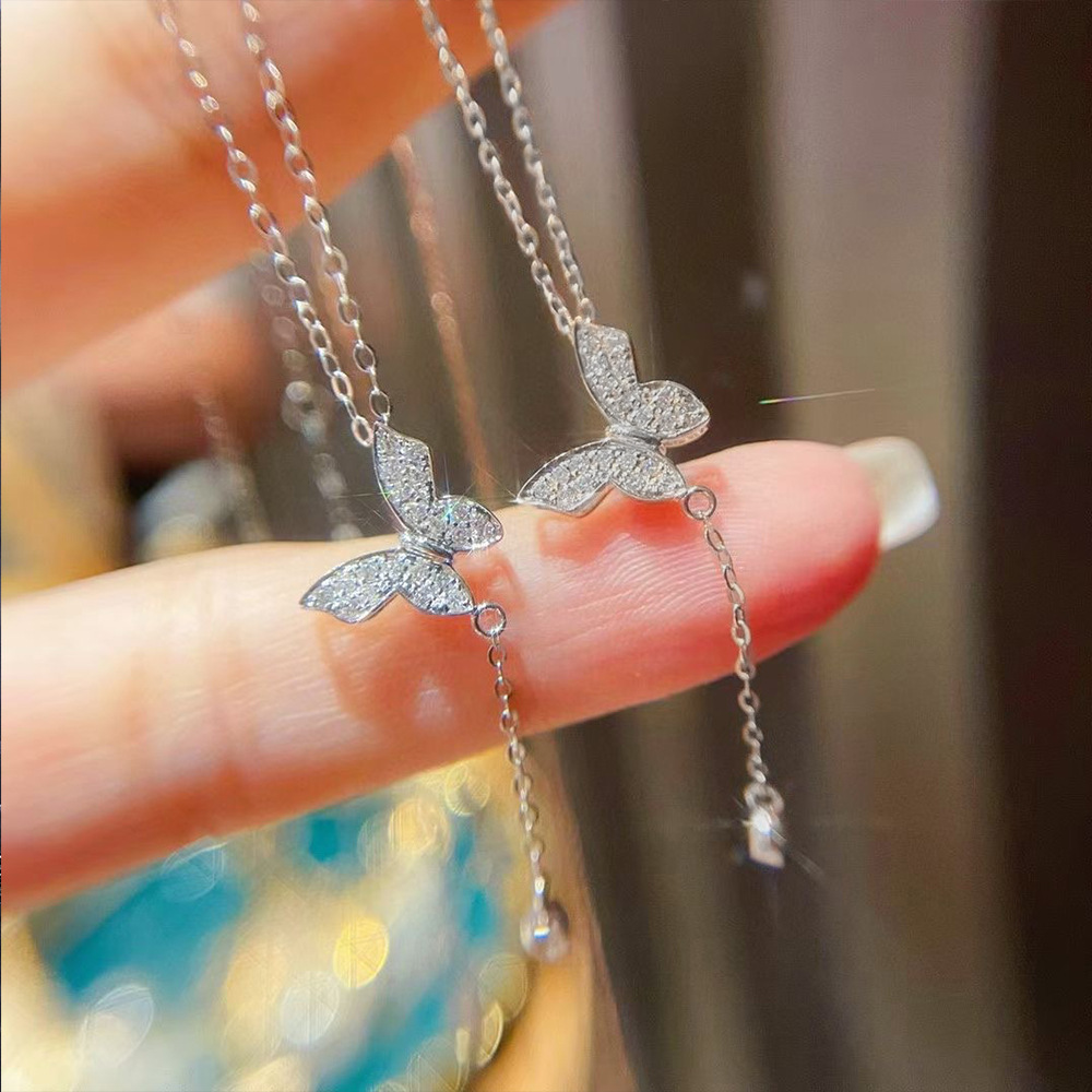 2022 new summer fairy style butterfly necklace light luxury niche design high-end ladies clavicle chain
