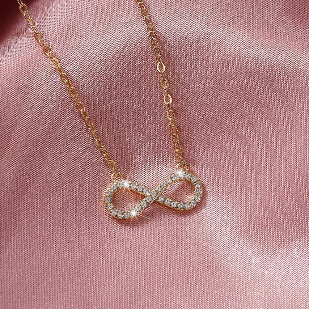 Infinite Love 8-shaped necklace full of diamonds twisted heart diamond women's elegant and versatile temperament fast shaking live broadcast money jewelry