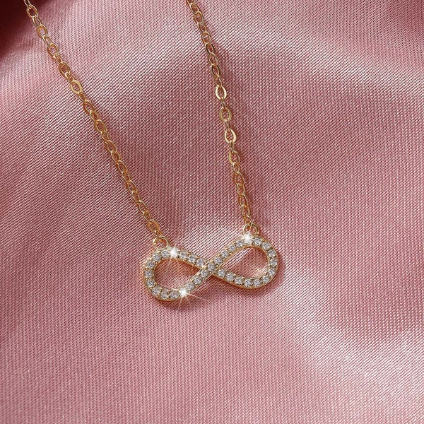 Infinite Love 8-shaped necklace full of diamonds twisted heart diamond women's elegant and versatile temperament fast shaking live broadcast money jewelry