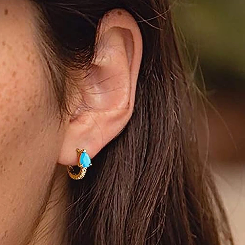  Fashionable bohemian style ear clips, teardrop-shaped design, versatile earrings, temperament personality autumn earrings