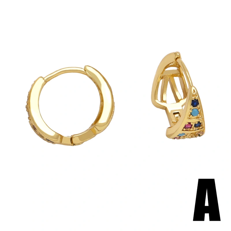 European and American fashion high-end earrings for women niche design inlaid with colored zircon gold-plated earrings earrings eru21