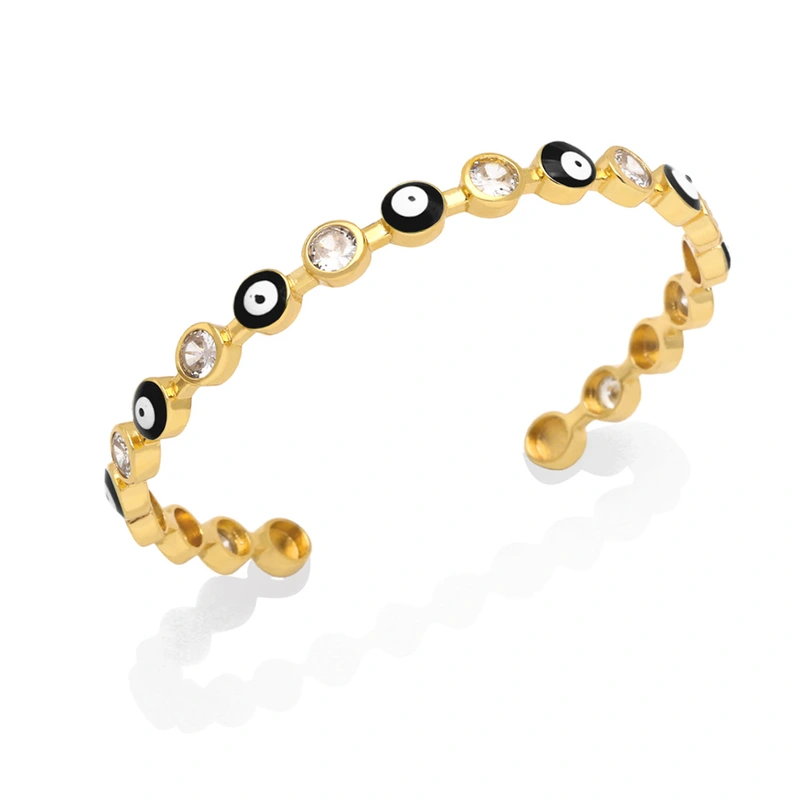 European and American jewelry devil eye bracelet women's multi-color oil drop diamond eye C-shaped open bracelet brh25