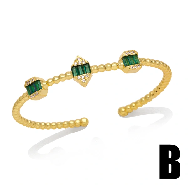 European and American new temperament retro emerald zircon bracelet niche light luxury high-end sugar cube bracelet brd77
