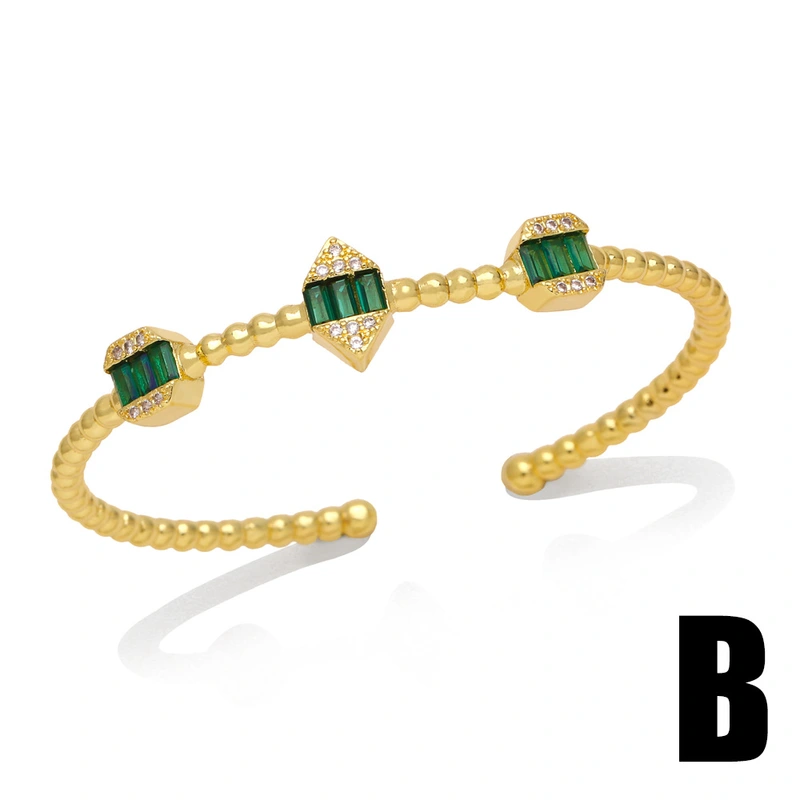 European and American new temperament retro emerald zircon bracelet niche light luxury high-end sugar cube bracelet brd77