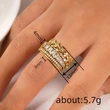   Stacking wedding light luxury geometric zircon ring women's wheat ear ring five-piece set popular super hot style