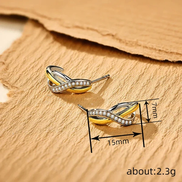   Hot selling metal electroplating two-color earrings fashionable personality cross design fashionable popular super hot style