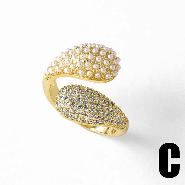 AS jewelry vintage pearl ring female copper plated 18k gold Madonna ring female riq52