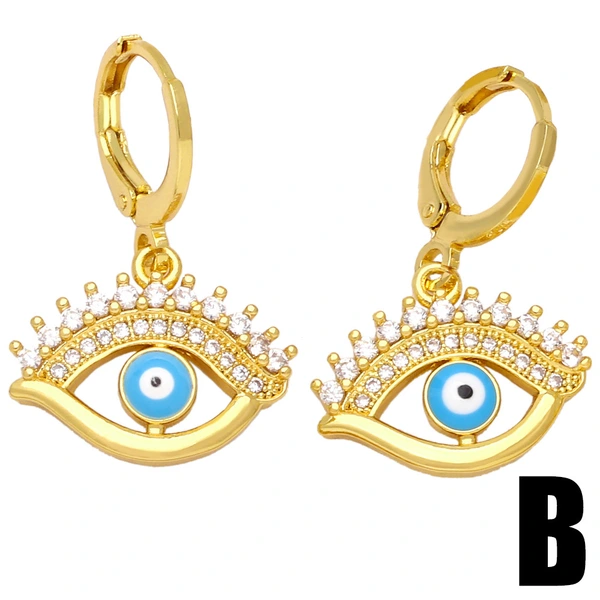 European and American personality exaggerated devil eye earrings female temperament versatile eyes inlaid with colored diamond earrings era201
