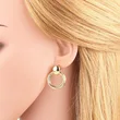 AS jewelry popular butterfly earrings women's gold-plated zircon two-color round earrings era363