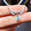  Korean exquisite wing angel necklace teardrop-shaped design imitation moonstone pendant niche sweet jewelry
