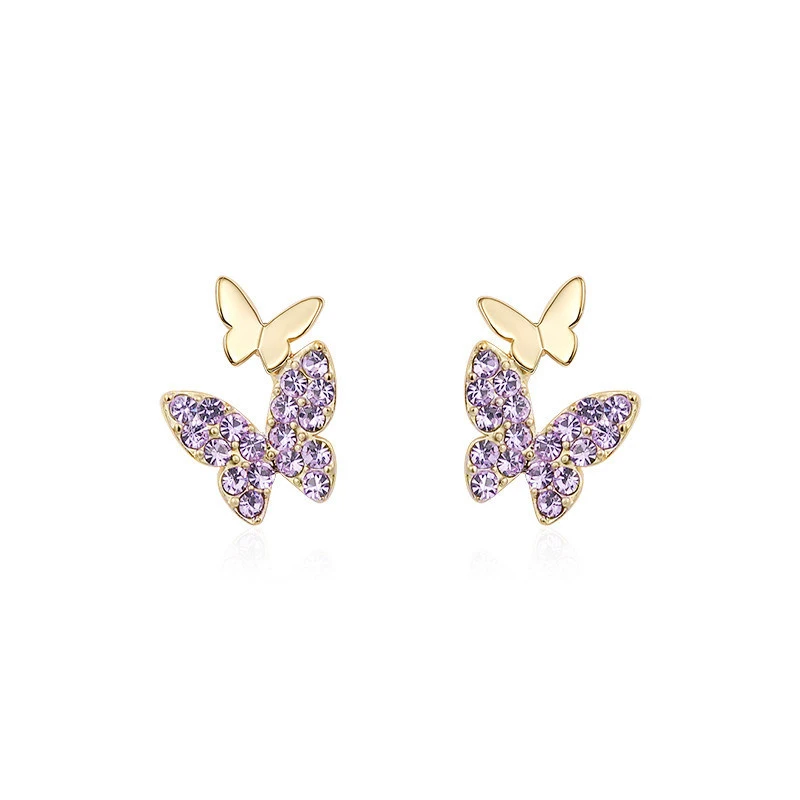 Korean cute small butterfly earrings, simple and elegant small earrings, the same style as the Internet celebrity fairy earrings
