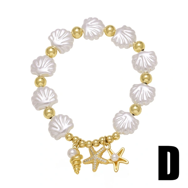 AS jewelry hot selling pearl shell ocean style conch starfish pendant bracelet brf68