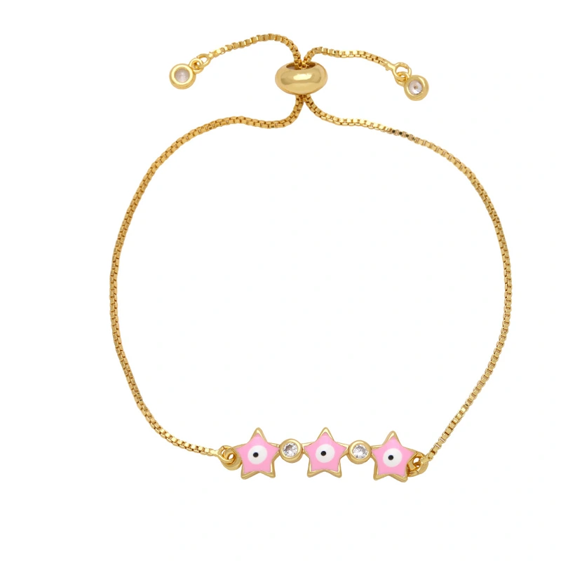 Clearance evil eye bracelet women's fashion simple oil drop pentagram eye adjustable bracelet brb02