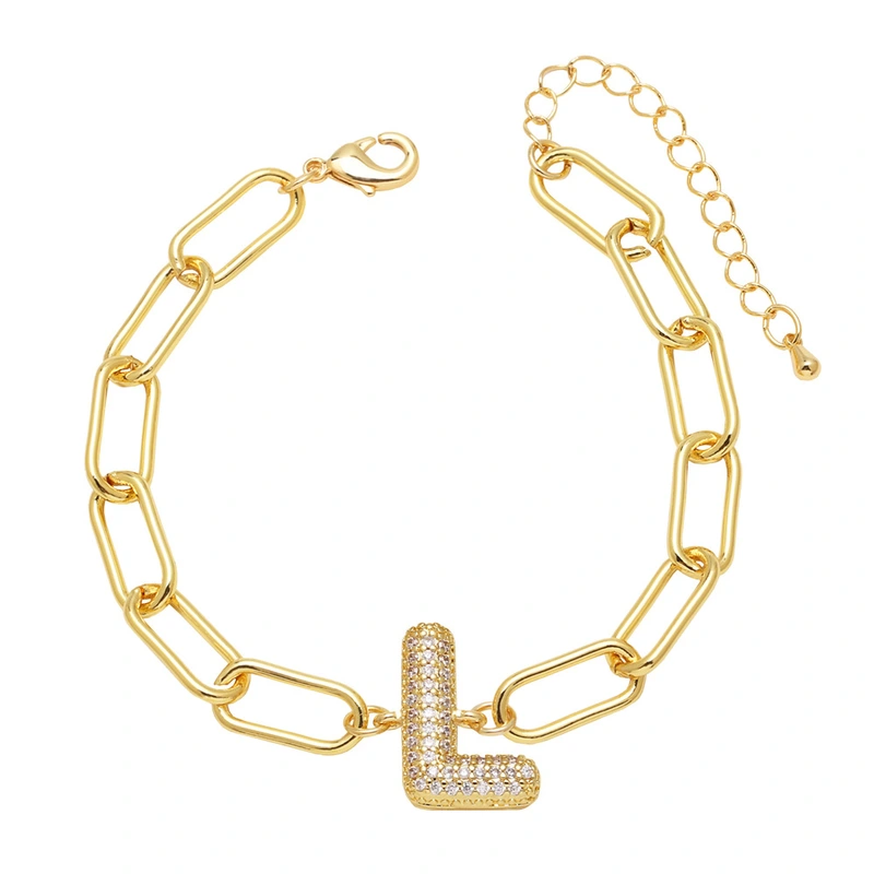 AS jewelry European and American hot-selling copper plated 18k gold zircon 26 English letters love bracelet jewelry brh51