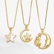 Fashion diamond star moon pendant necklace European and American light luxury niche new clavicle chain necklace nka089