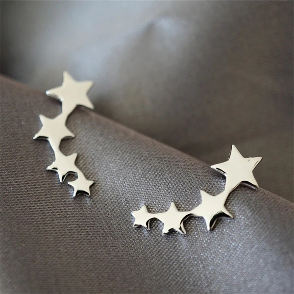 Japanese and Korean style retro metal geometric earrings creative single row five-pointed star earrings Yiwu manufacturers supply