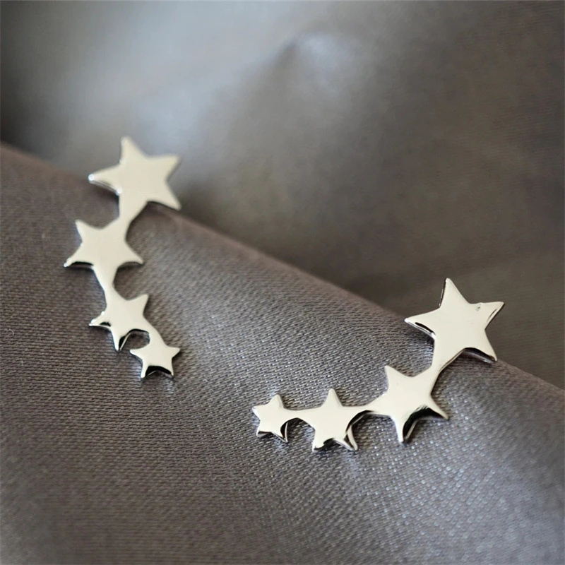 Japanese and Korean style retro metal geometric earrings creative single row five-pointed star earrings Yiwu manufacturers supply