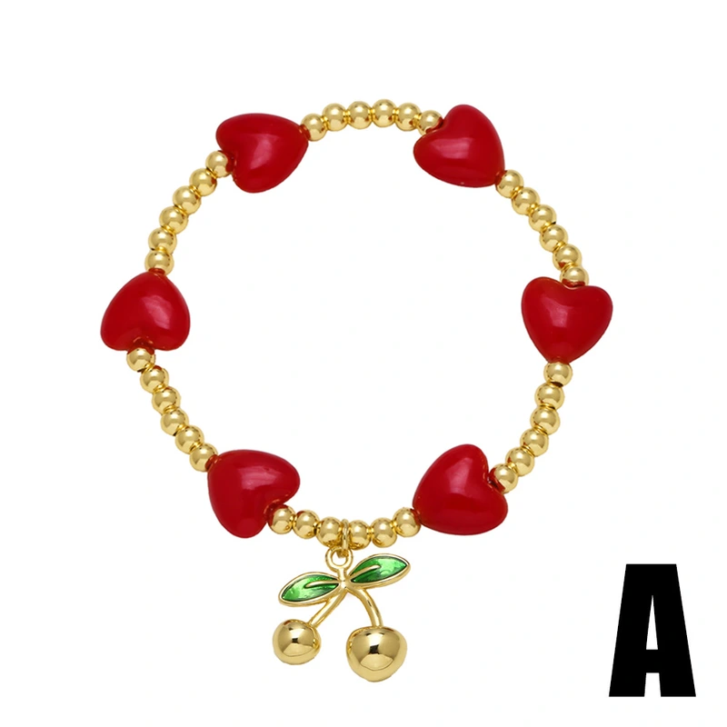 AS jewelry European and American red love star cherry pendant bracelet beaded hand jewelry brj06 bracelet