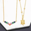 Clearance European and American personality fashion micro-inlaid colored zircon heart necklace female simple versatile necklace nkb630