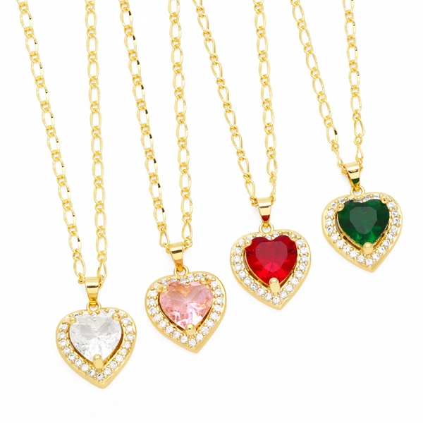European and American fashion simple love necklace female temperament simple versatile heart-shaped clavicle chain peach heart sweater chain nka092